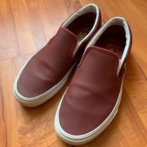 Vans perf Maroon slip on sneakers size 9